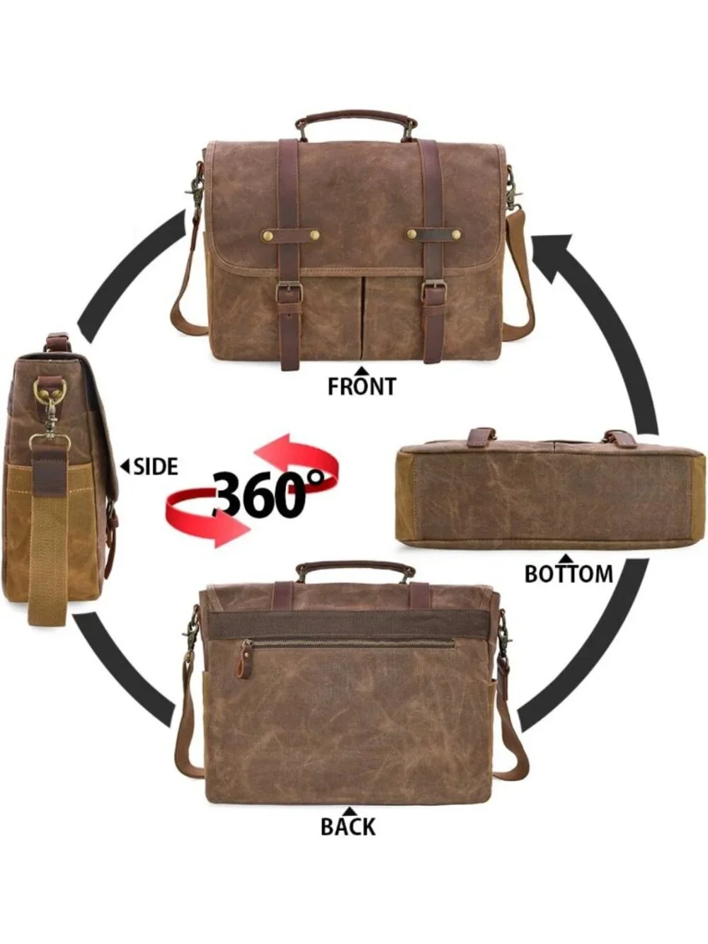 Stylish 15.6 Inch Men's Messenger Bag - Business Office Work Briefcase in Brown